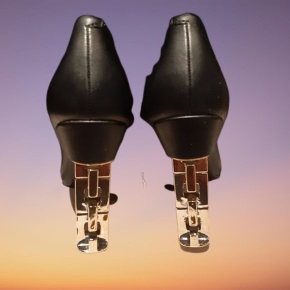 KATY PERRY "The Suzanne"  Black Gold High Heels Pumps Statement Shoes Size 6 NEW - Picture 7 of 8